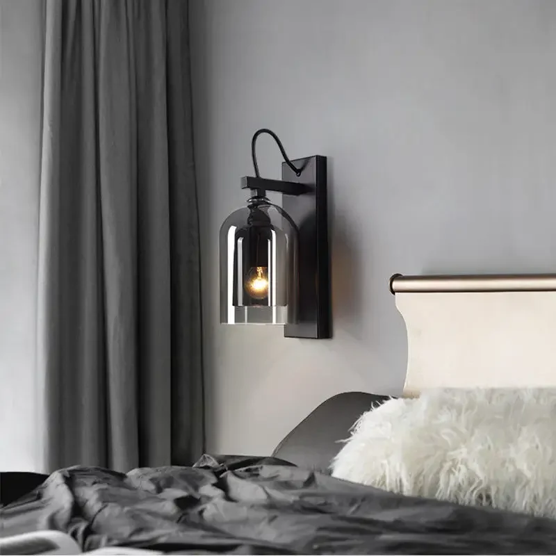 

Modern Bedroom Bedside Wall Lamp Hotel Lobby Villa Corridor Aisle Iron Glass Metal Wall Light Wall Lamp Staircase Hallway