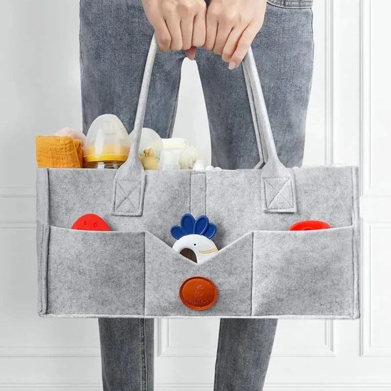 Kids Felt Diaper Storage Bag - Large Capacity Organizer for Baby Toys & Diapers, Portable Multifunctional Baby Care Bag