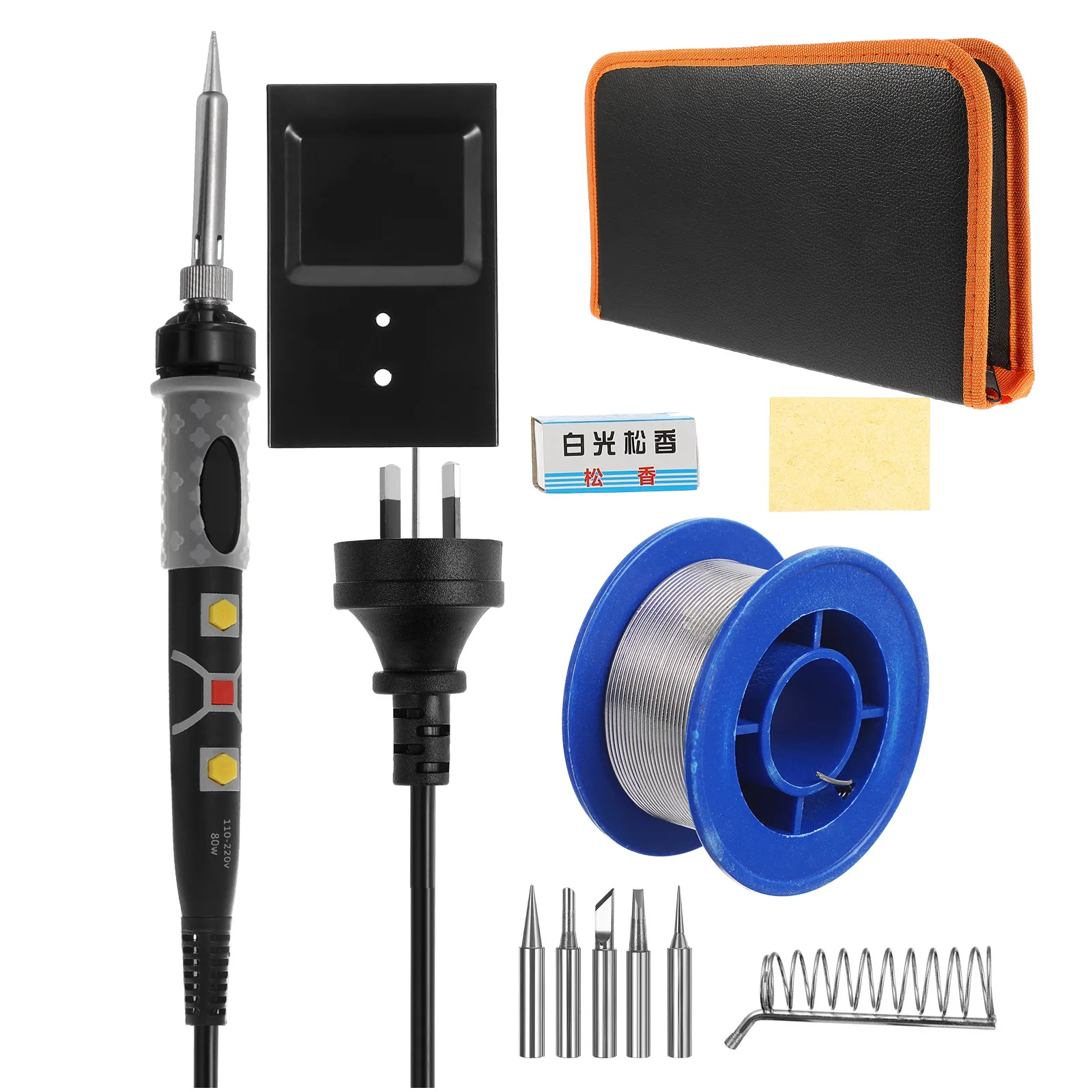 10pcs 80W Adjustable Temperature Soldering Iron Kit Digital Display Electric Tools Random Bag Color Electronics