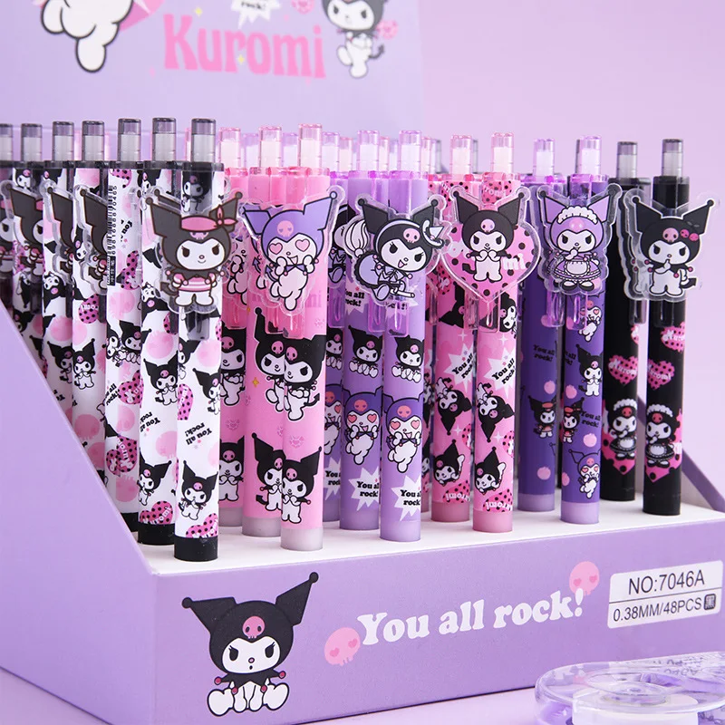 

48pcs Sanrio Kawaii Anime Melody Kuromi Hello Kitty Signature Gel Ink 0.5mm Neutral Pen Girl School Office Supplies Stationery