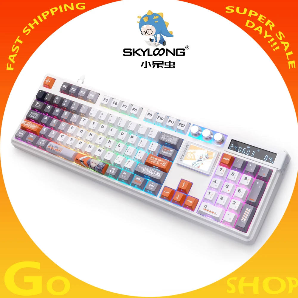 SKYLOONG GK104 Pro Full-Size 3-Mode Wireless Mechanical Keyboard with 3.0 Screen 3 Knobs Hot-Swappable Silent Switch PBT keycaps