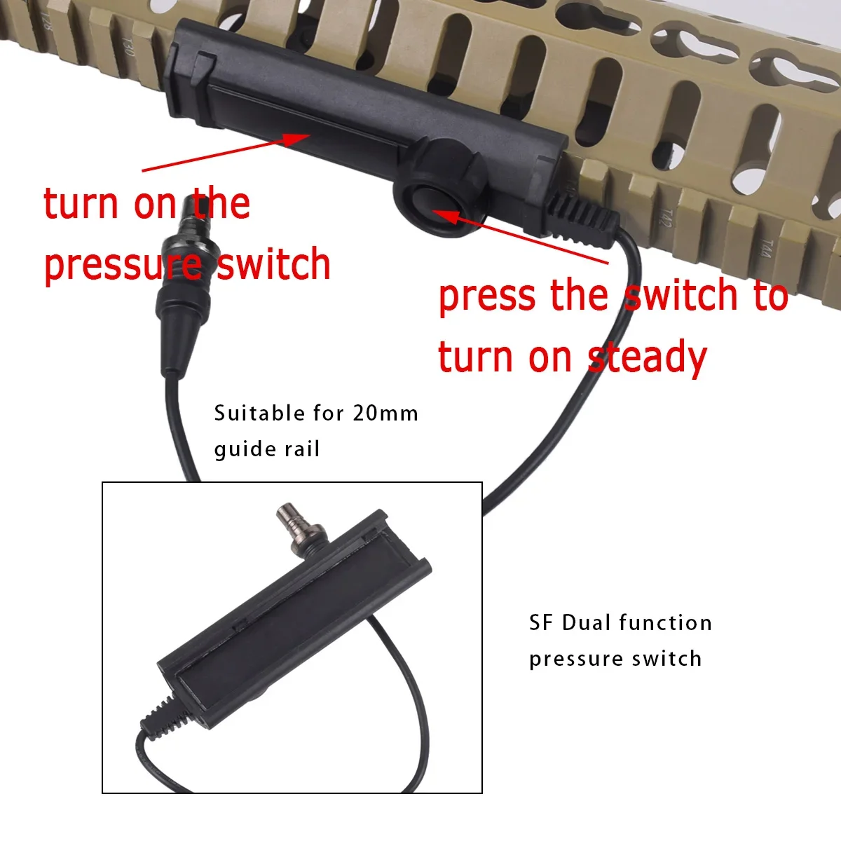 Tactical SureFire X300 Ultra X300U X300V IR Weapon Flashlight Remote Dual Function Switch Hunt Light Constant Momentary Control