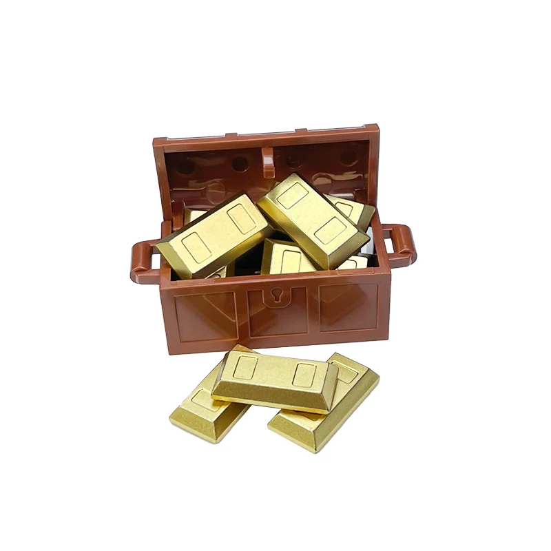 Treasure chest diamond gold ore Cash bill Children assemble toy building blocks