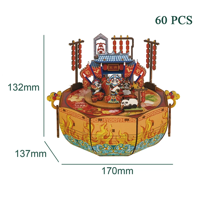 Fai da te 3D in legno Sichuan Opera carillon kit modello in miniatura puzzle possono muoversi per gli amici regali di compleanno decorazione della casa