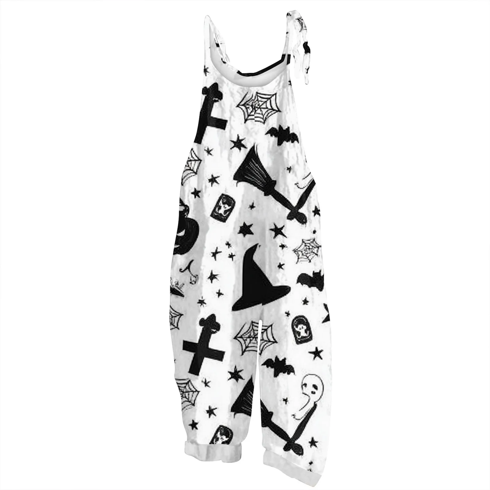 Mono Popular de Color sólido con estampado de estilo Halloween para mujer, monos Retro florales a la moda de alta calidad, pantalones informales con cuello Halter