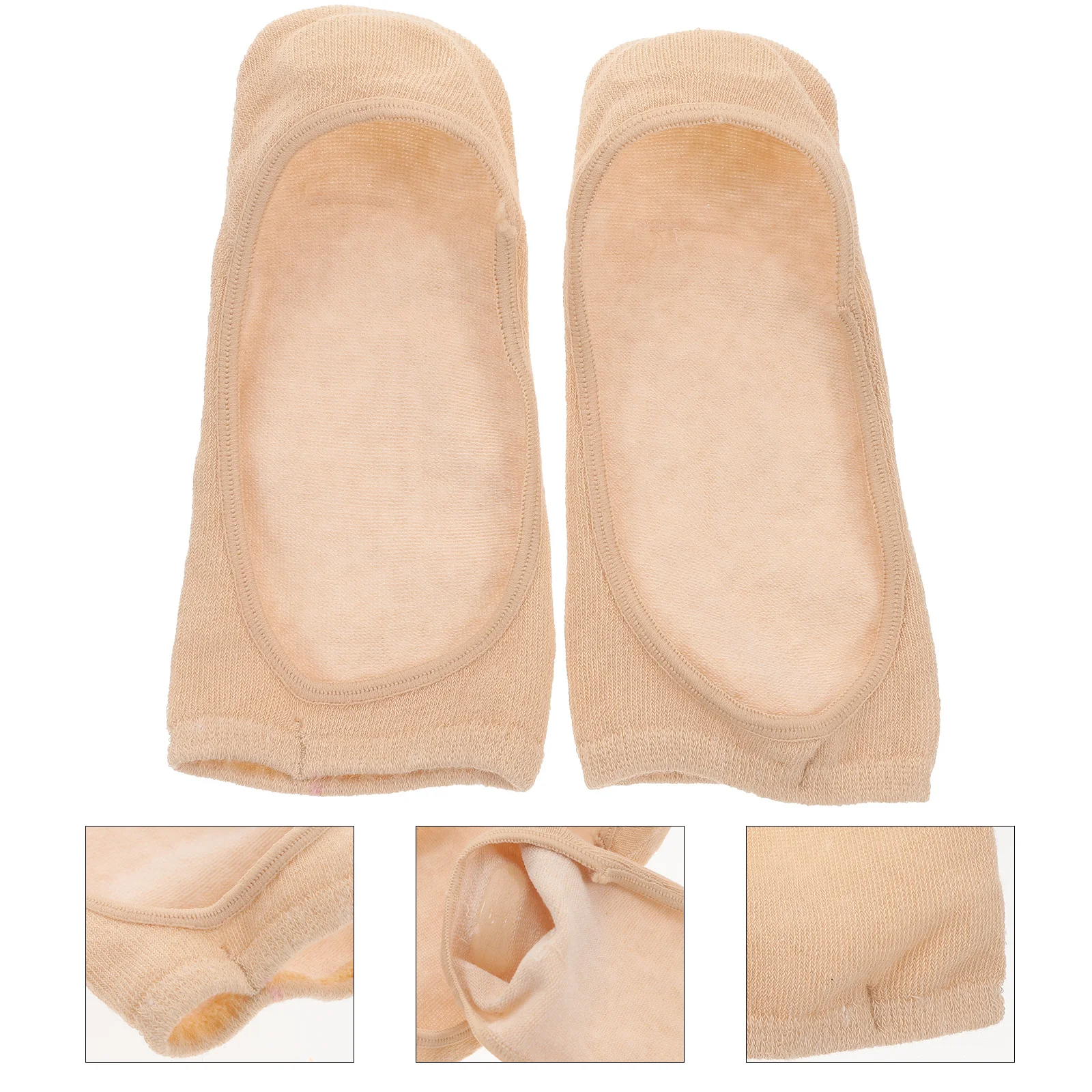 3 أزواج من الجوارب غير المرئية المضادة للانزلاق من ألياف الخيزران والسيليكون ذات القطع المنخفضة للنساء تصميم نونسليب لون البشرة
