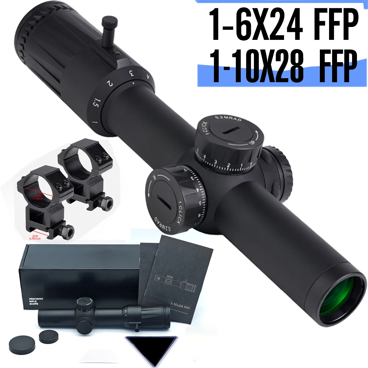 

E*T*CH VDU Original 1-6x24/1-10x28 First Focal Plane Precision Rifle Scope SR1 Illuminated Reticle 30mm Tube Short&Medium Range