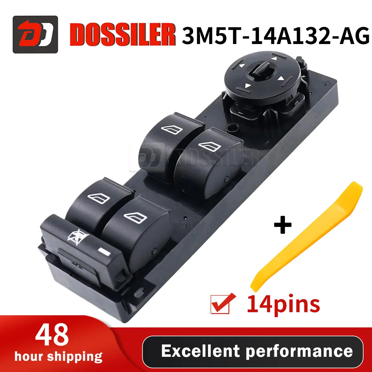 3M5T-14A132-AG Dossiler Power Master Electric Window Switch Button Control 3M5T-14A132-AG for Ford Focus MK2 C-Max Accessories