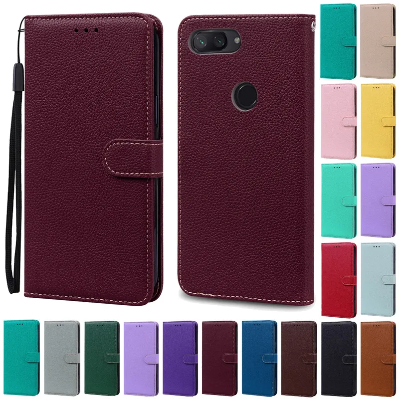 Funda de cuero con tapa para Xiaomi Mi 8 Lite, carcasa para teléfono móvil