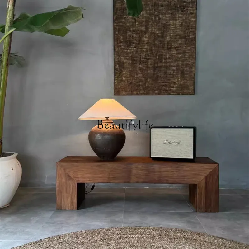 *Retro log bench B & B hotel old shoe stool multi-function