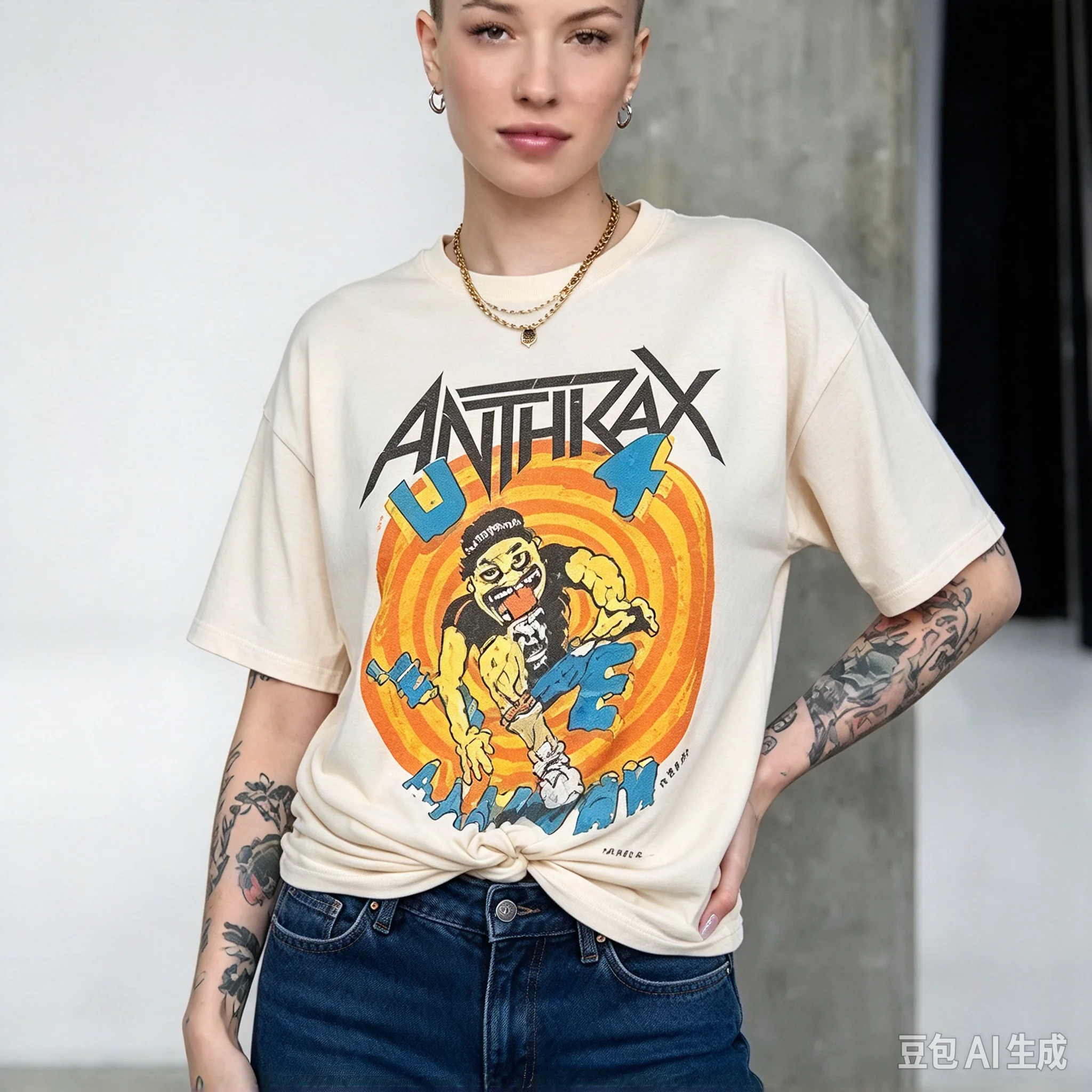 Anthrax Canada Tour Double Sided T Shirt Cotton Short Sleeve Hockey Mascot Cartoon Thrash Metal Band Concert Fan Tee
