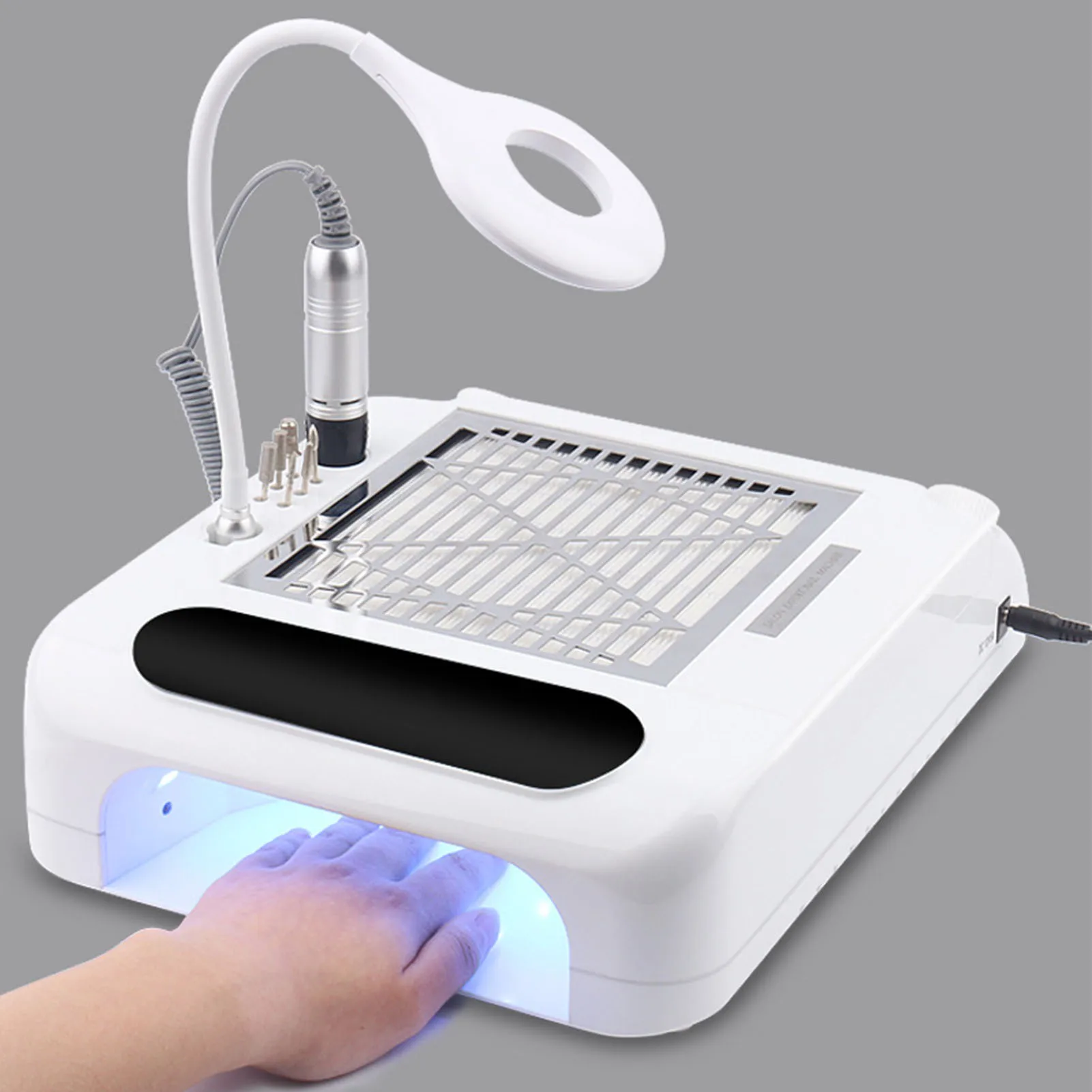108W 6 in 1 Nail Drill Machine Polishing Machine With Lamp Nail Vacuum Cleaner Nail Art Machine