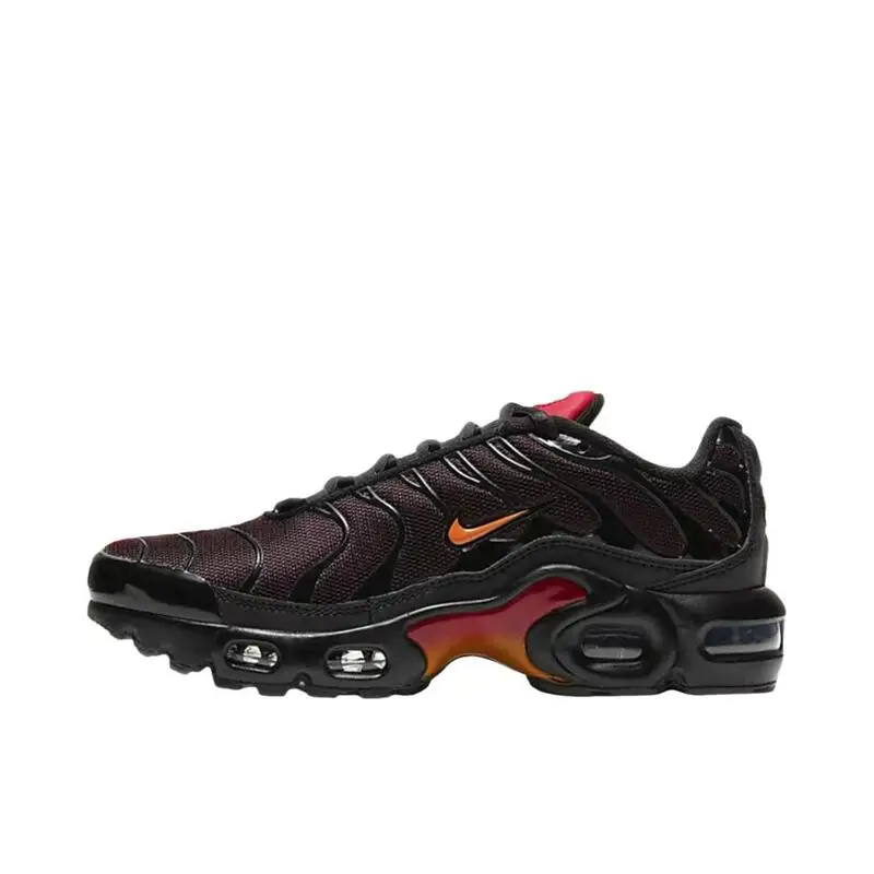 Nike Air Max Plus Trendy, Comfortable, Casual, Durable, Anti Slip, Shock-absorbing Running Shoes, Low Cut Women's Black Orange