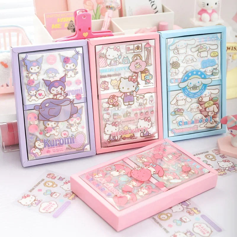 50PCS Sanrio Hello Kitty Sticker Set Miniso Anime Cartoon Cute Kuromi Cinnamoroll My Melody Kawaii Fashion Girls Holiday Gifts