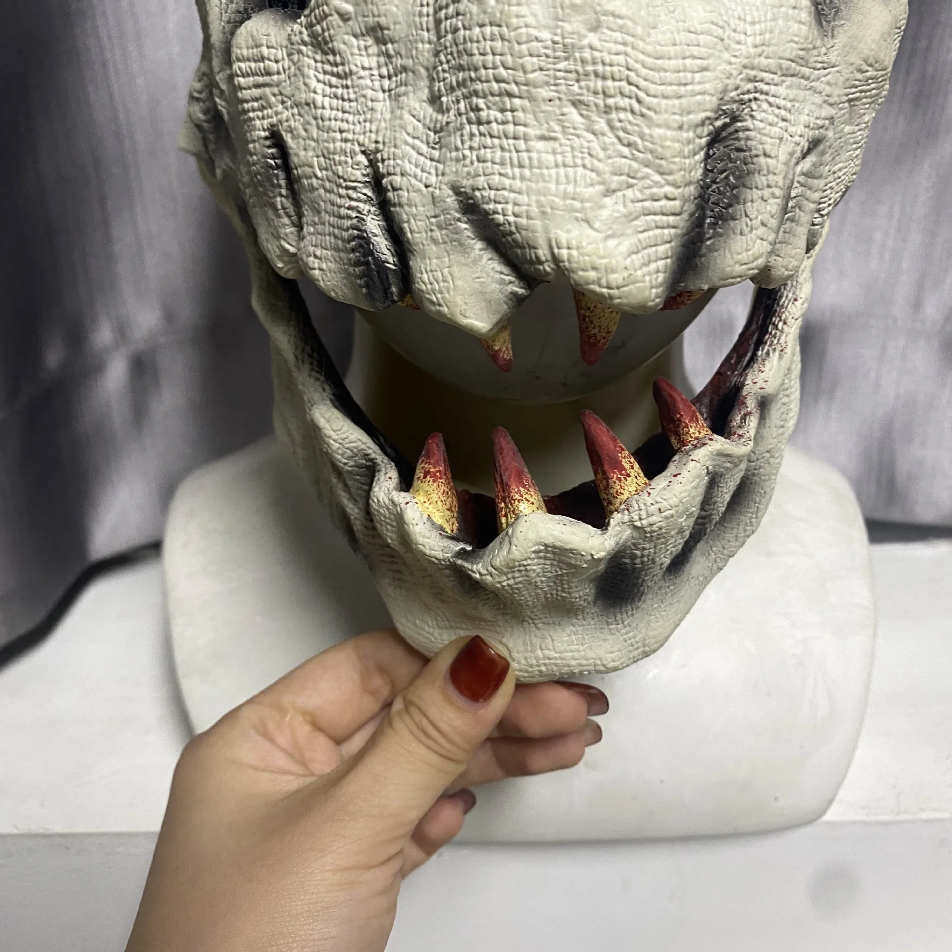 

Spot Halloween demon opening moving latex mask skeleton skull set mask zombie ghost skeleton head ghost house