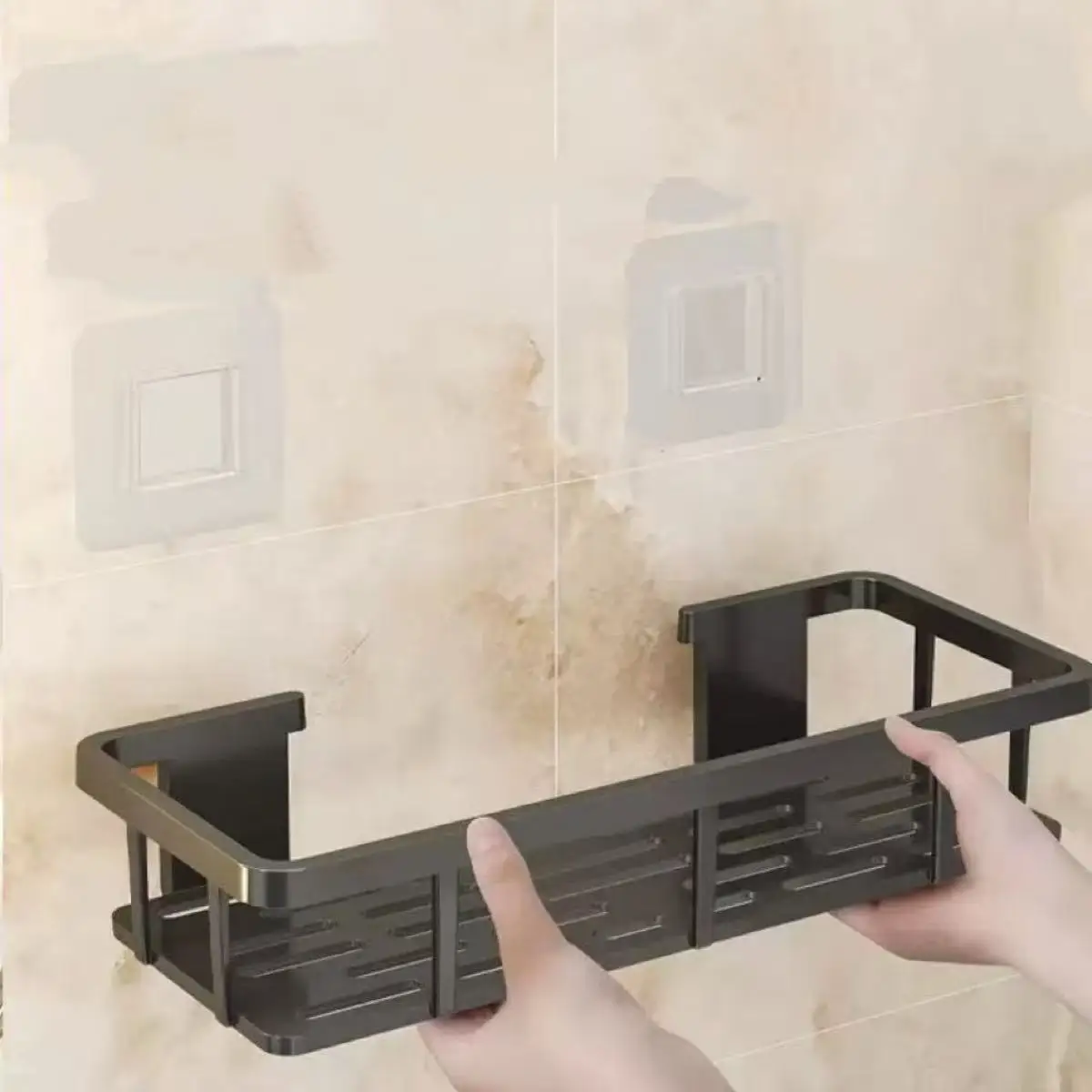 Nicht perforiertes Badezimmer-Aufbewahrungsregal, wandmontierte Toilette, Waschraum, wandmontiertes Kosmetik-Aufbewahrungsregal – Detail 6