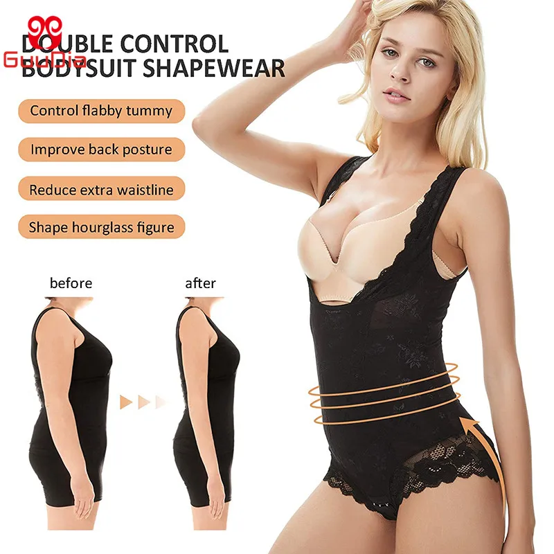 GUUDIA Bodysuit Shapewear Open Bust Shapers Slimming Body Shaper Colombianas Seamless Butt Lifter Push Up Shapers Slimming