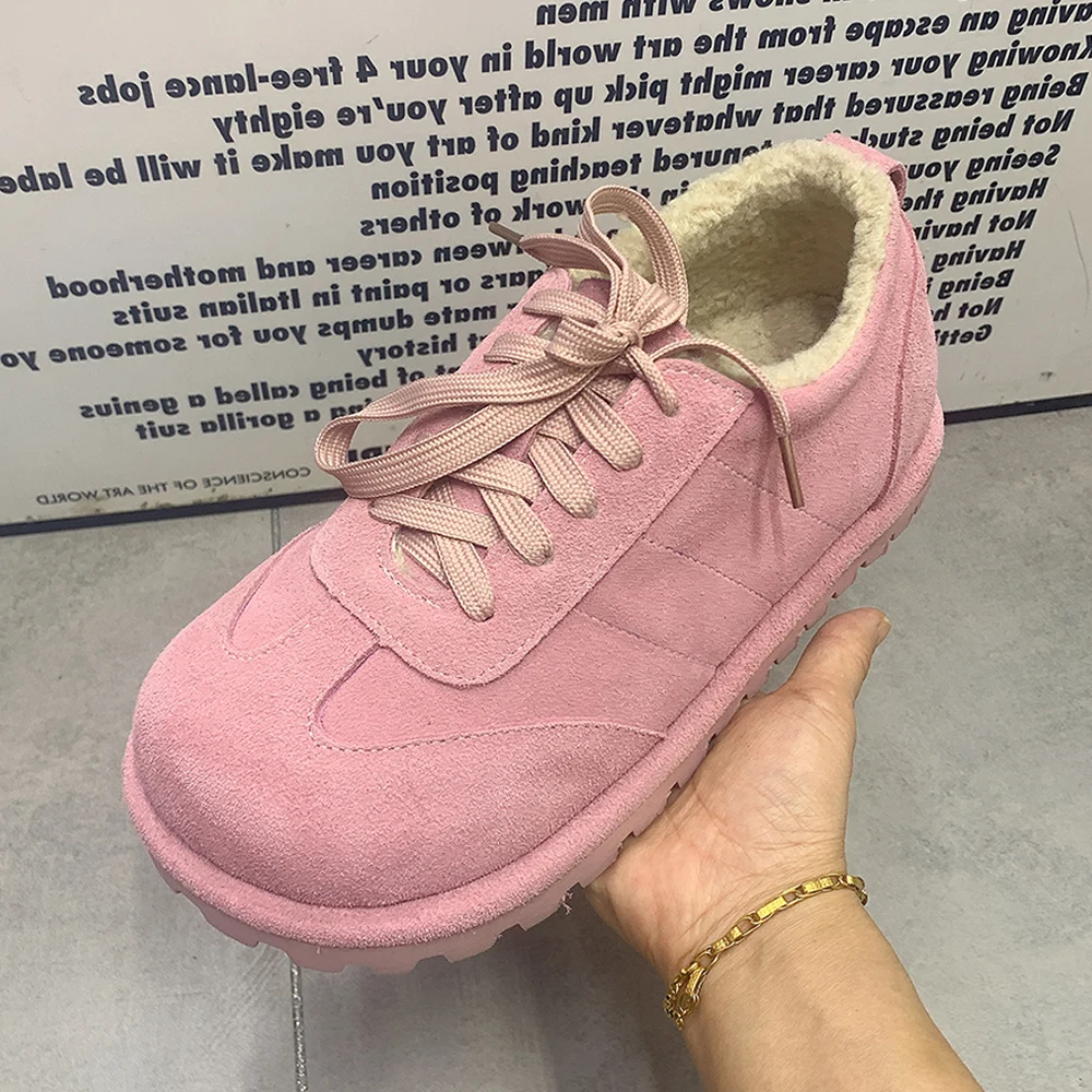 

Зимняя женская обувь больших размеров, повседневная обувь на плоской подошве, теплая обувь на меху на платформе, модные кожаные женские ботильоны, плюшевая хлопковая обувь