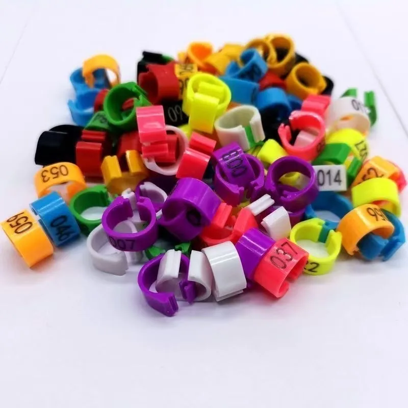 100Pcs Numbered Poultry Leg Bands, 10 Mixed Colors 8mm Clip‑on Identification Rings, Reusable Plastic Foot Rings