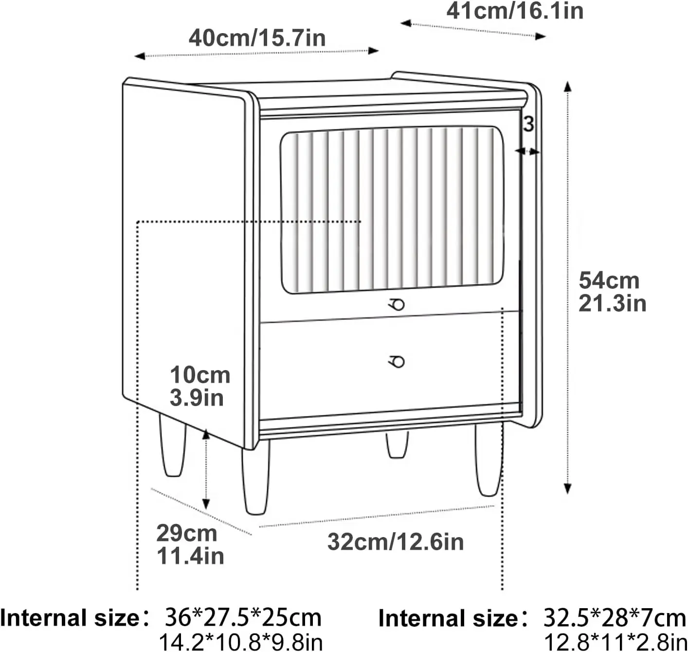 Mesa de cabeceira de madeira com gavetas, 11,8/15,7 pol. de largura, mesa de cabeceira pequena para espaços pequenos