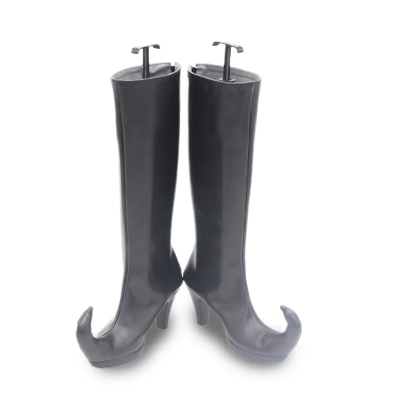 Scarpe da costume cosplay Soul Eater Blair Stivali da festa di Halloween in ecopelle neri fatti a mano