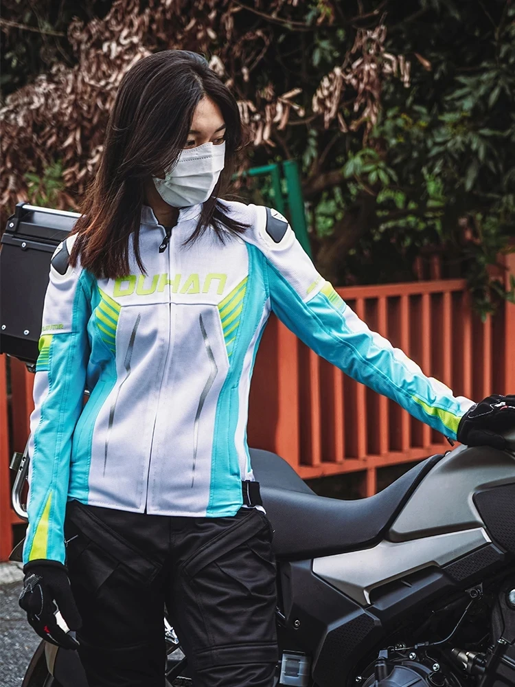 

DUHAN Summer Motorcycle Jacket Breathable Mesh Motocross Cycling Clothes Men Women Built In Detachable CE Protective Gear