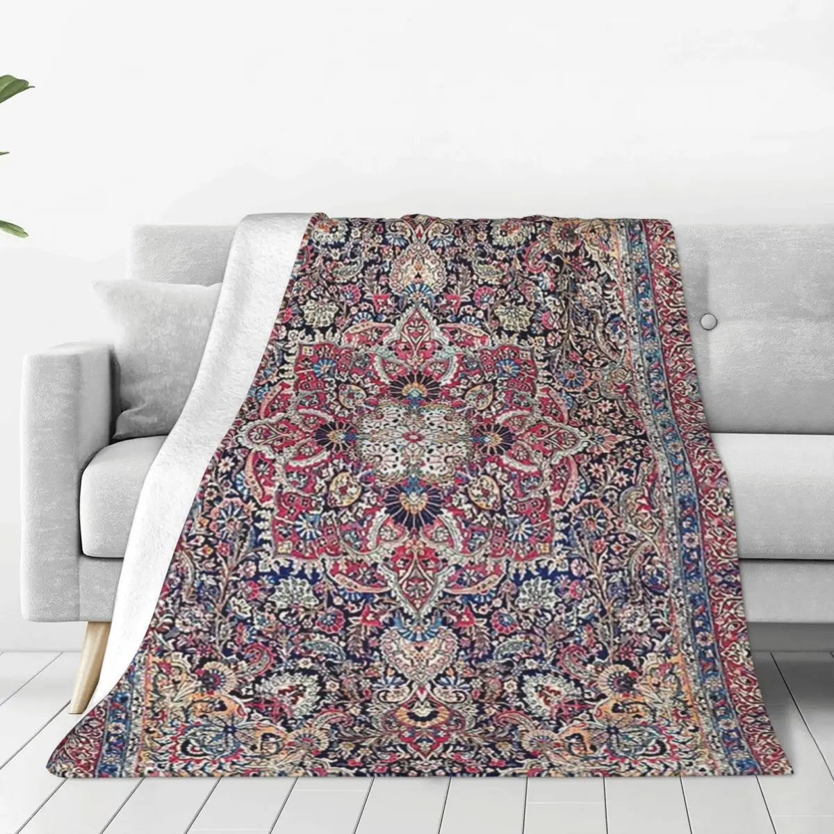 Kashan Central Persian Print Blankets Flannel Portable Sofa Throw Blankets For Couch Bedding Outdoor Throws Bedspread Quilt