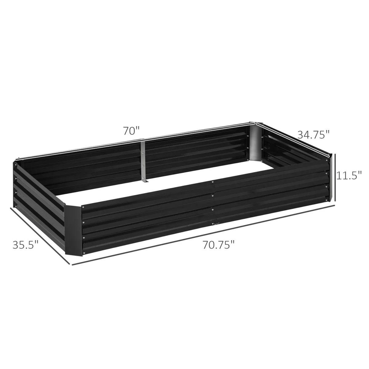 Outdoor Furniture 6' X 3' Raised Garden Bed with Support Rod, Black Planter Box