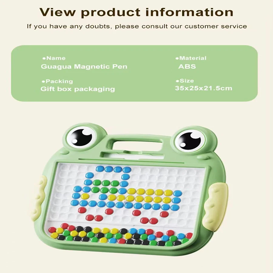 1 szt. - Tablica do rysowania dla maluchów z magnesami, koralikami i pisakiem, urocza tablica do rysowania z żabkami, duża tablica do bazgrołów, zabawka edukacyjna, prezent
