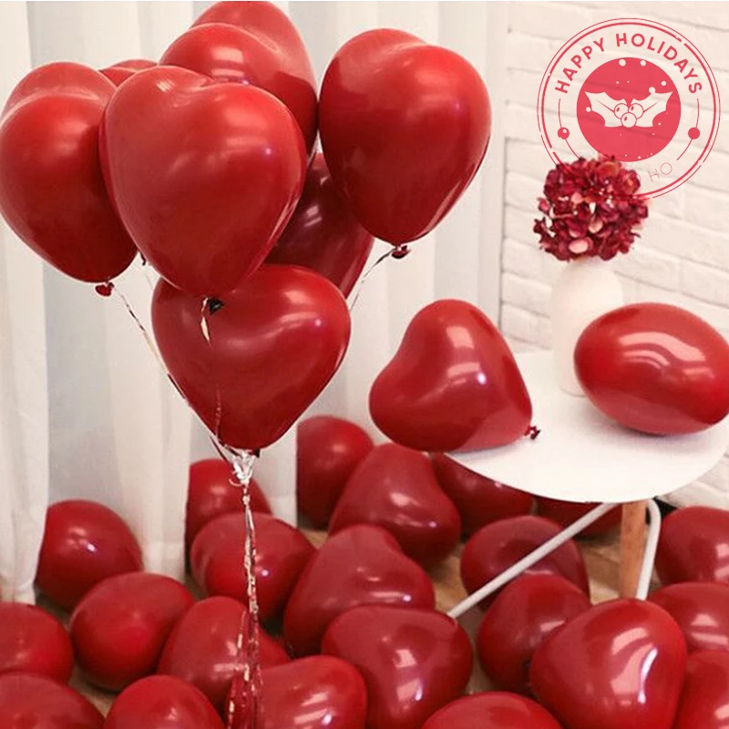 

10/20pcs Heart Double-Layer Garnet Red Latex Balloons Birthday Party Decoration Wedding Valentine's Day Decor Ruby Balloon