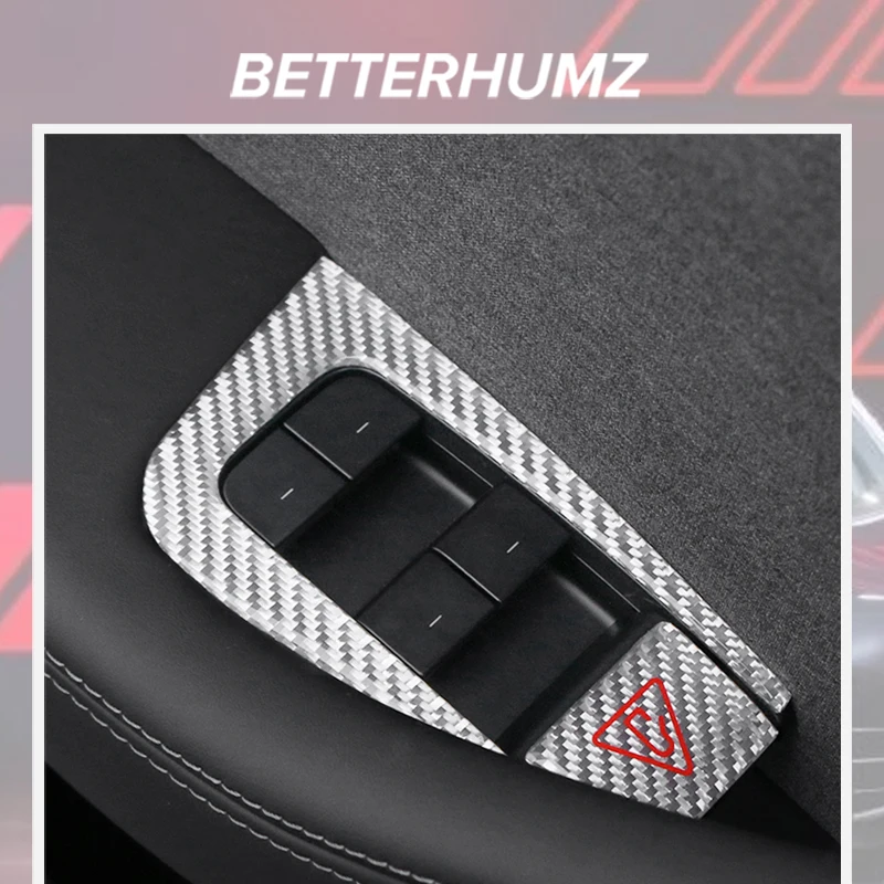 

Carbon Fiber For Tesla Model 3 Highland Model Y Juniper 2025 Window Lift Panel Trim Stickers Car Interior Tuning Accessories