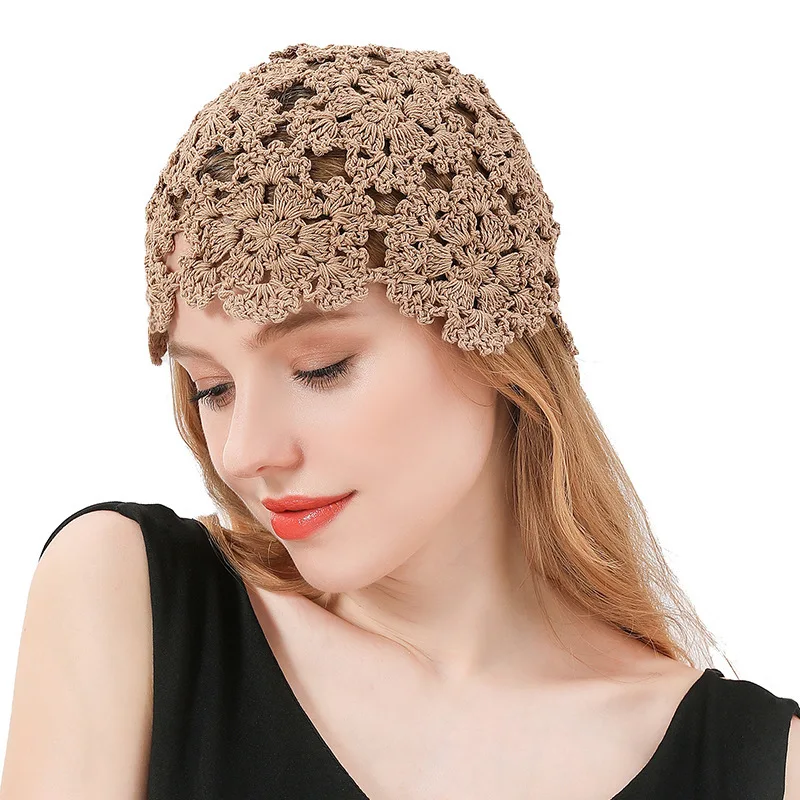 

European Style Vintage Elegance Women Knitted Hat Flower Design Hand-woven Weaving Hollow Nationality Style Fisherman Hat