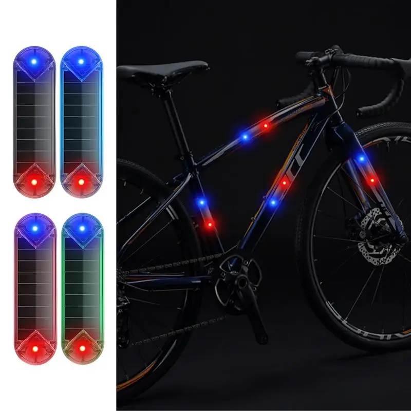 Solar Bike Light 3 Modes Mountain Bike Solar Lights Solar Outdoor Bike Light Compact Bike LED Lights LED Warning Bicycle Light