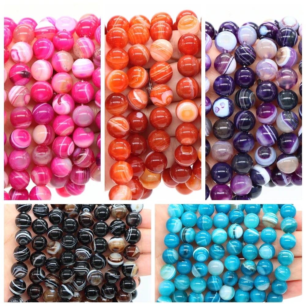 Natural Stone Faceted Purple Stripe Agates Loose Spacer Beads Healing Reiki Charms Bracelets Jewelry DIY Necklace Accessories