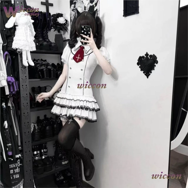 

azxa~ Оригинальная японская винтажная белая кружевная рубашка в стиле Лолита, женское платье-униформа, Харадзюку, стиль Джирай Кей, корейский шик