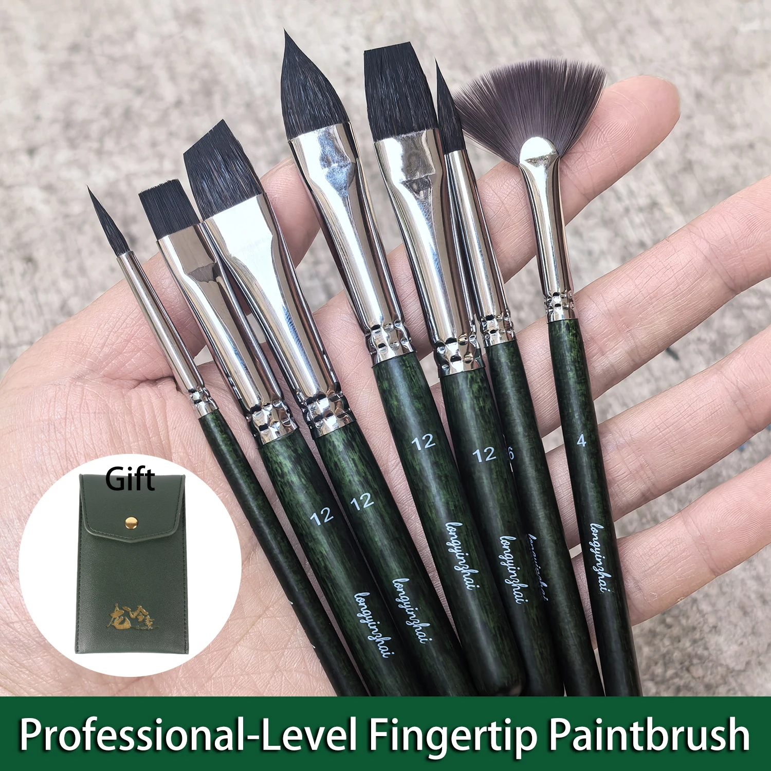 

7pcs Professional Level Travel Watercolor Brushes Short Handles Nylon/Squirrel Paint Brush for Ink Gouache With PU Bag