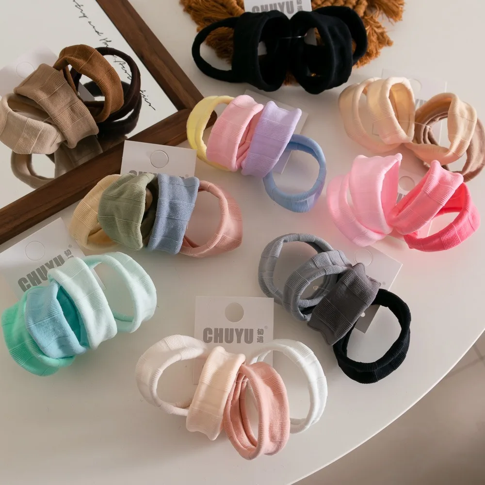 

4pcs/set Macaron Color Hair Rope Set Seamless High Elastic Towel Hair Ties Cloth Hair Band High Ponytail Elastic Hair Rings