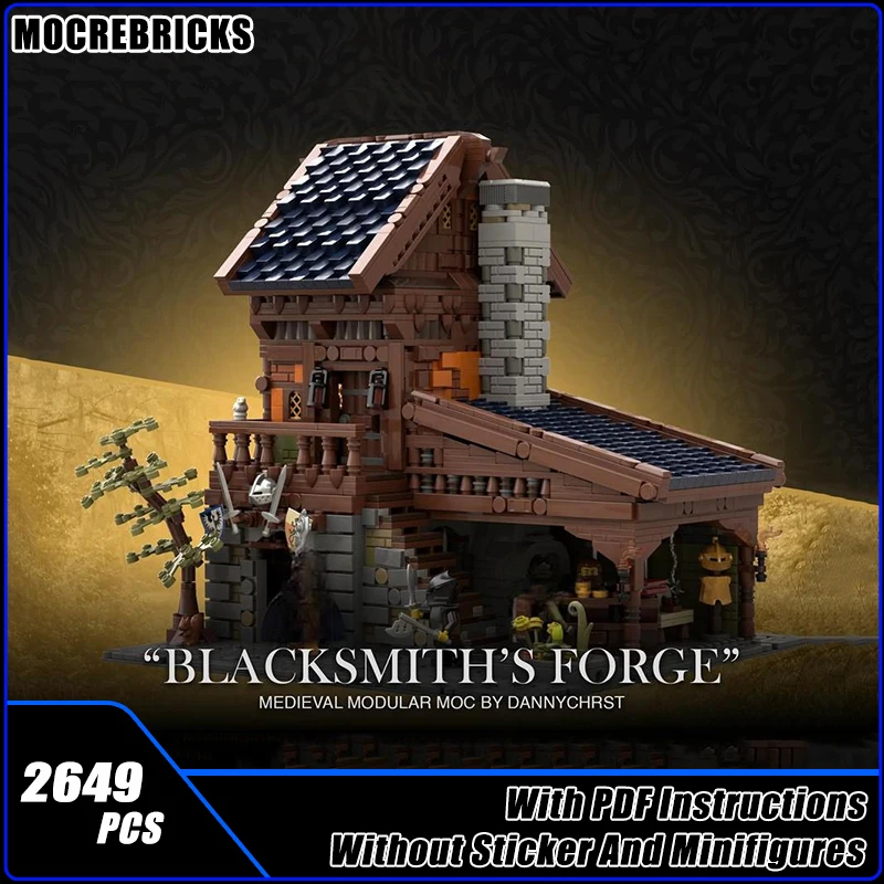 

Medieval Modular Architecture Series Blacksmith's Forge MOC Building Block Technology Model DIY Bricks Toy Christmas Gift