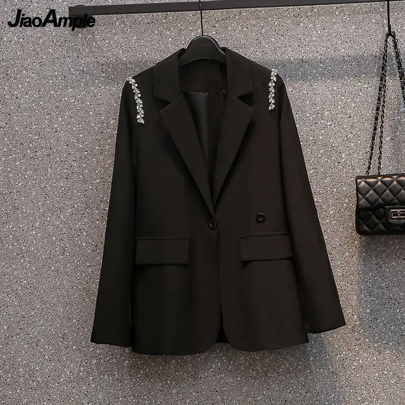 2024 Spring Autumn Elegant Diamond-studded Suit Jacket Women\'s New All-match Blazers Top Korean Fashion Coat Female Clothing