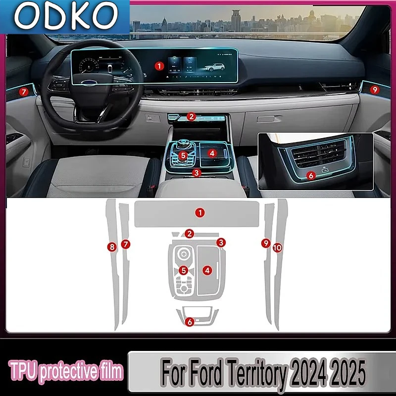 For Ford Territory 2024 2025 Equator Sport Car TPU Protective Interior Film Anti-scratch Center Console Screen Accessories
