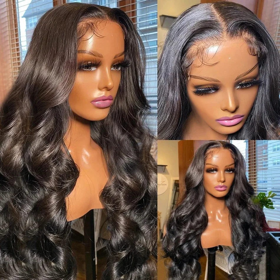 YKB-Perruque Lace Front Wig Body Wave Brésilienne Naturelle, Cheveux Sans Colle, 13x6 HD, 6x6, Pre-Plucked, Densité 200, 30 Pouces, pour Femme