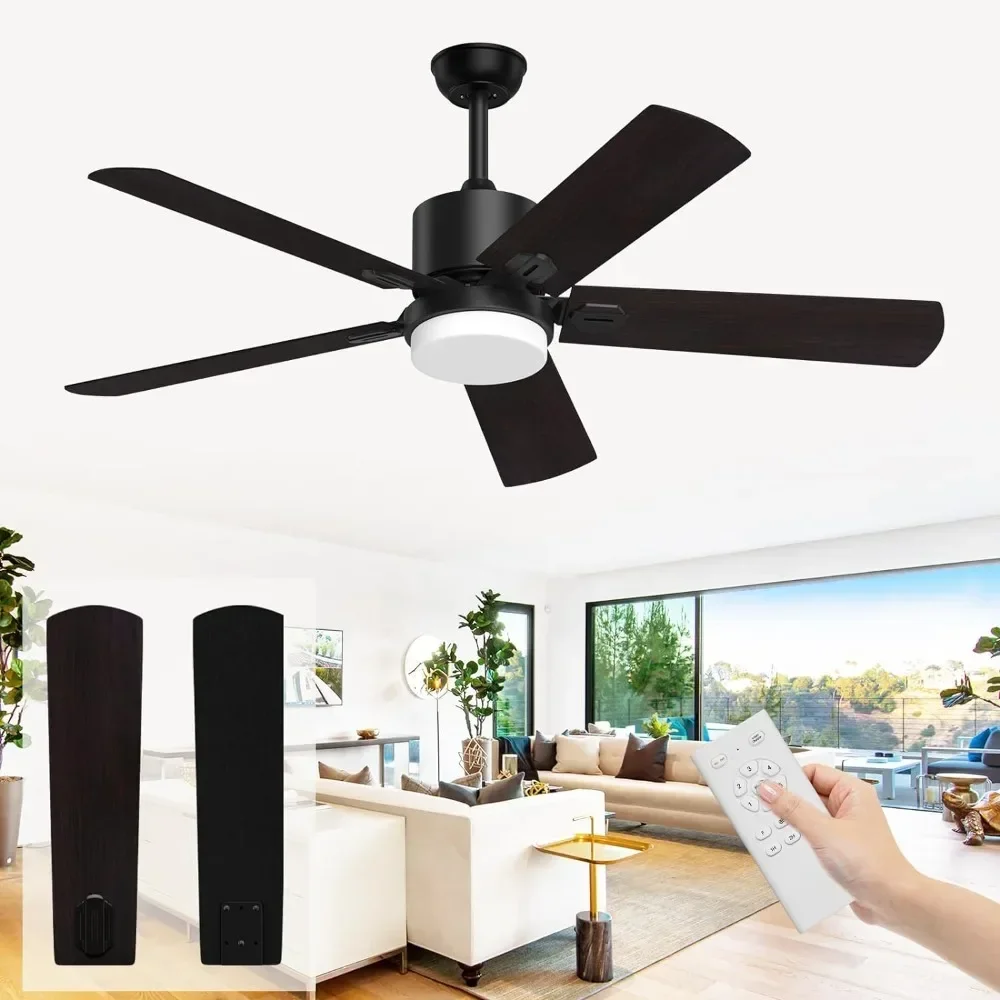 

XMSJ Ceiling Fans, Adjustable Light 6 Speed Reversible DC Motor, 5 Blades Fan for Patio Bedroom Porch, 52 Inch, Ceiling Fan