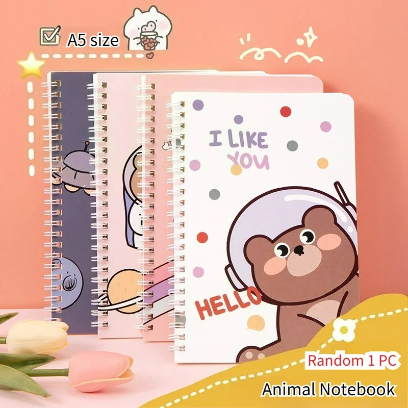 Random Style A5 Coil Mini Notebook, Cute Daily Diary, Student School Stationery, Office Notebook