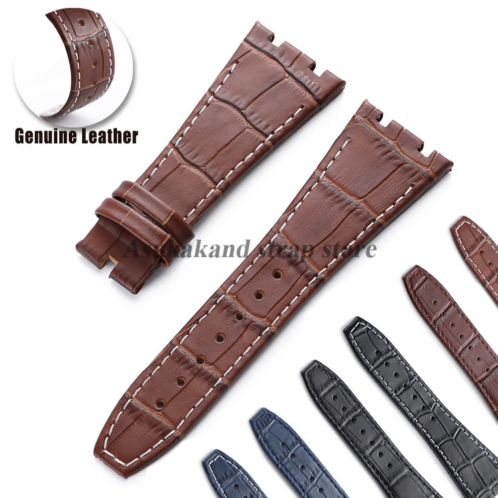 

Высококачественный ремешок для часов из натуральной яловой кожи 27 мм для Royal Oak Offshore 15400 15703 26320, коричневый ремешок для часов, мужской браслет