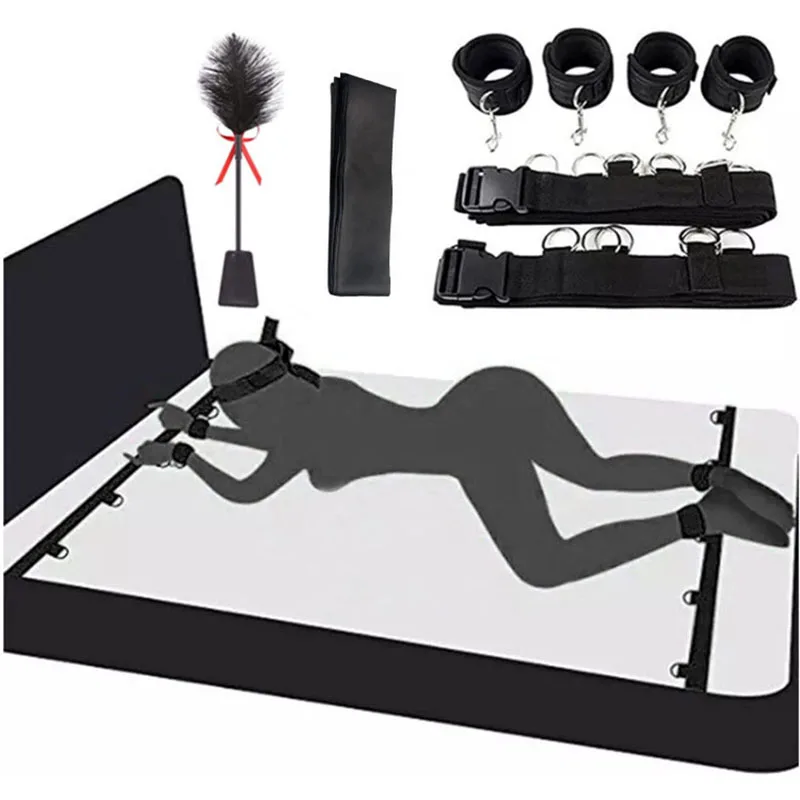 BDSM Bondage Set Adjustable Straps Bed Restraints Sex Bondage Kit For Couple Handcuffs Ankle Cuffs Exotic Sex Toy For Women Gay