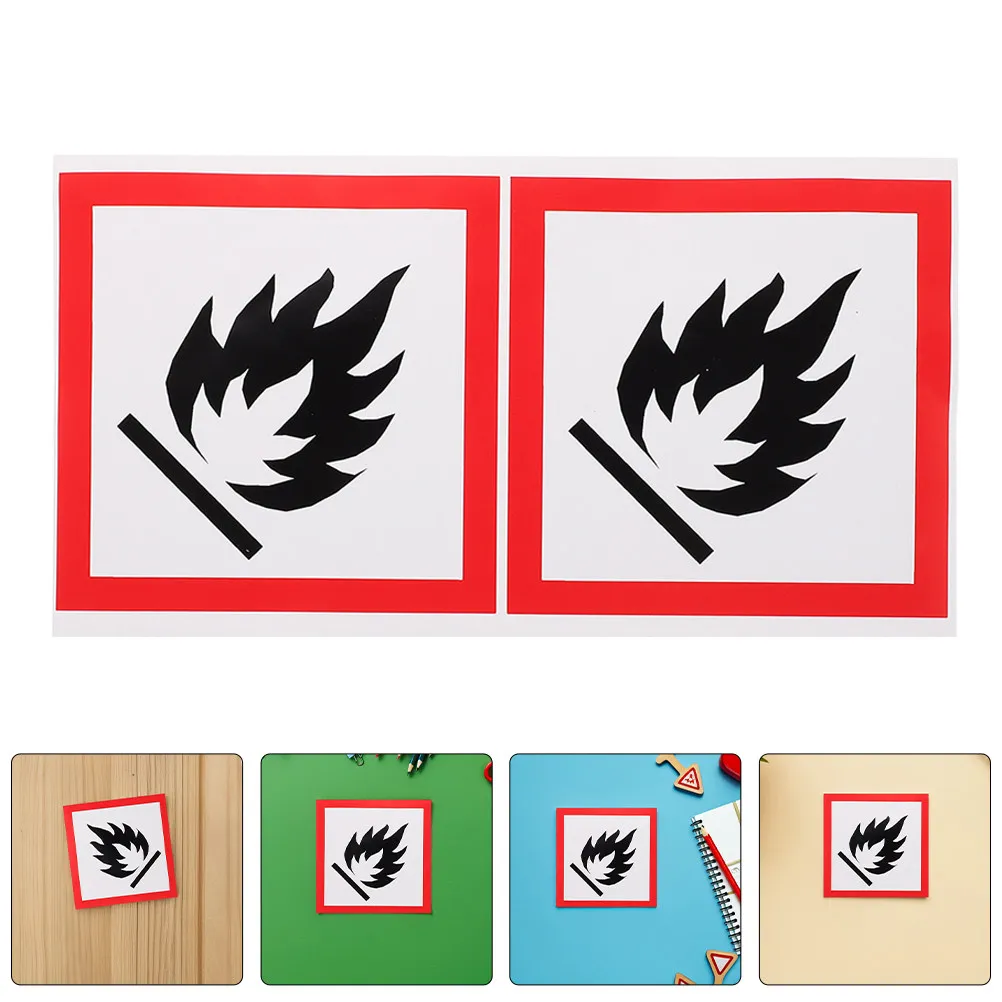 4Pcs Flame Warning Sticker Fire Safety Label for Outdoor Trash Can Garbage Bin Fire Prevention Sign Self Adhesive Weatherproof