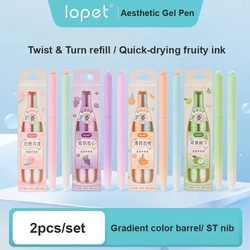 Lopet Fruity Pen Twist Action ST Nib Gradient Color Rod Low Gravity Gel Pens 0.5mm Non-toxic Quick Dry Cute Aesthetic Stationery