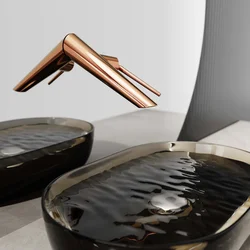 Concealed Wall Mounted Bathroom Basin Faucet Hot And Cold Water Mixer Tap Rose Gold