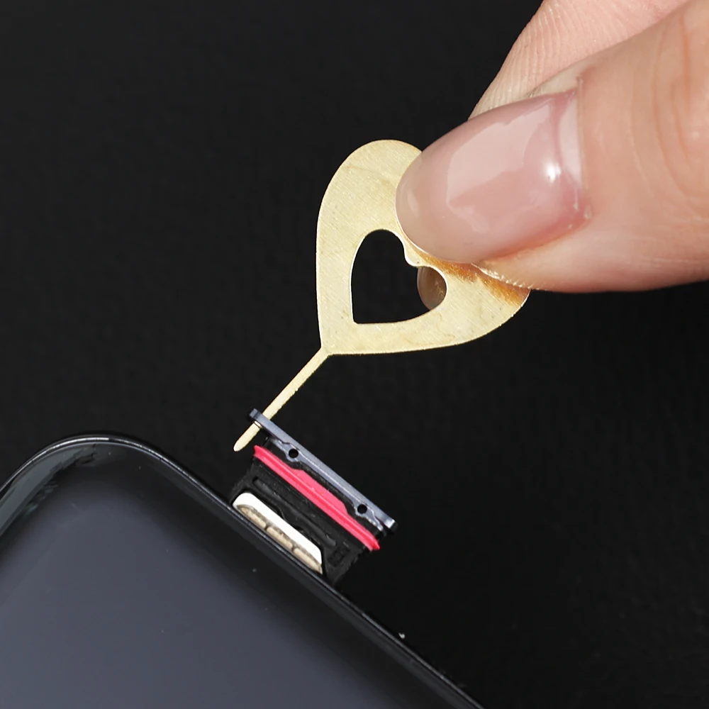 Cute SIM Card Removal Pins ad ago a forma di cuore Pry Eject Sim Card Tray Open Needle Pin per iPhone Samsung Micro SD Card Tool 2022