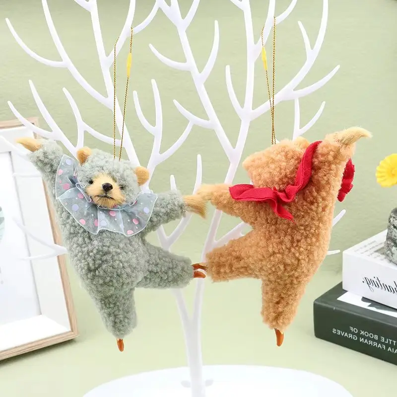 New Cartoon Kawaii Dancing Bear Plush Doll Room Bedside Pendant Creative Ins Ballet Bear Plush Car Pendant Kids Birthday Gift